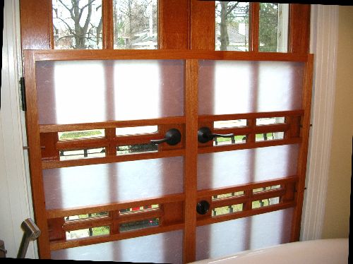 Shoji Screen for bathroom door to nowhere, mahogany and shoji paper